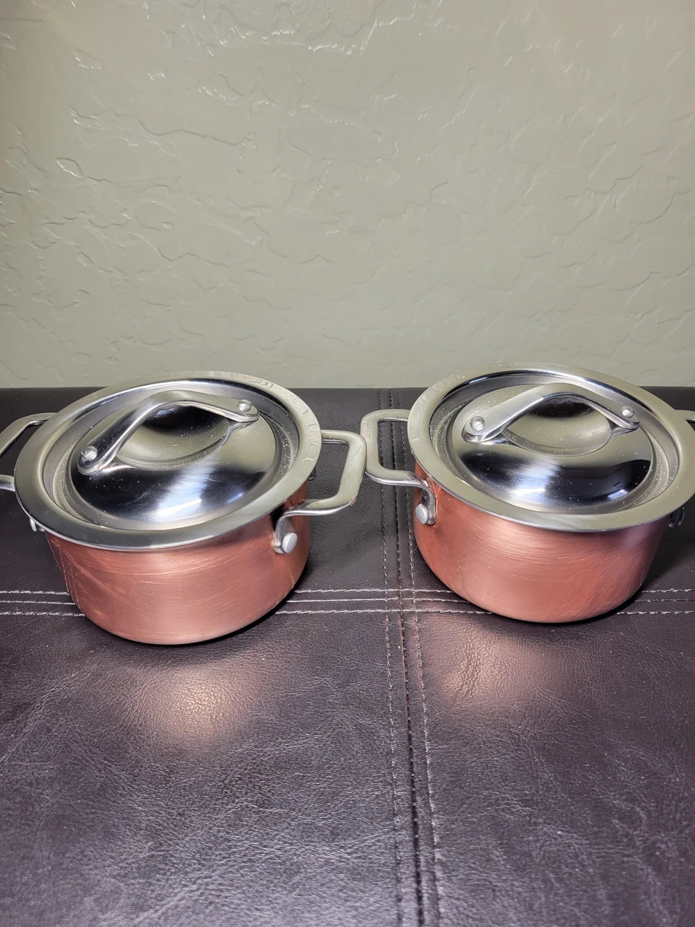 Copper Mini 4 Inches Cocottes With Stainless Steel Lids Collectible Cookware